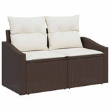 Sofa Set with Cushion 9 pcs Brown and Cream Poly Rattan 3349054