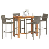 Garden Bar Set Grey Solid Acacia wood, PE rattan, Powder-coated steel 3295290
