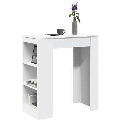 ZNTS Bar Table with Racks White 95x47x103.5 cm Engineered Wood 854382