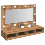 ZNTS Mirror Cabinet with LED Artisan Oak 90x31.5x62 cm 857006