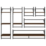 ZNTS 6 Piece Wall Shelf Set with Bars Brown Oak Engineered Wood 836272