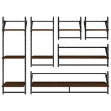 ZNTS 6 Piece Wall Shelf Set with Bars Brown Oak Engineered Wood 836272