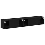 TV Cabinet Set 2 pcs Black Oak Engineered Wood 3333055