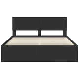 Bed Frame with Headboard Black 160 x 200 cm Solid Pine Wood 3410574