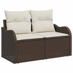 Garden Sofa with Cushion Brown 121 x 62 x 69cm Poly Rattan 42006723