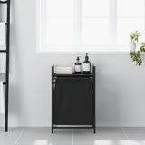 Laundry Basket 1 Compartment with Shelf Black Oak 859070