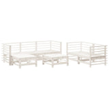 7 Piece Garden Lounge Set White Solid Wood Pine 3186194