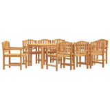 ZNTS 9 Piece Garden Dining Set Solid Wood Teak 3157936