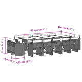 15 Piece Garden Dining Set with Cushions Light Grey Poly Rattan 3210695