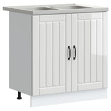 Sink Base Cabinet Lucca 2 pcs High Gloss White Engineered Wood 3315013