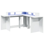 ZNTS Desk with LED Lights White 152x152x91 cm Engineered Wood 3309456