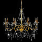 Chandelier with Beads Golden 8 x E14 Bulbs 281607