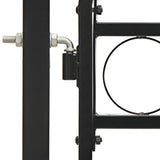 Fence Gate Double Door with Arched Top Steel 400x175 cm Black 143095