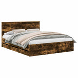 Bed Frame with Drawer Smoked Oak 160 x 200 cm Engineer Wood 3410690
