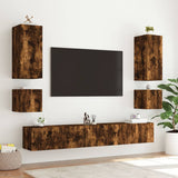 TV Wall Cabinet with LED Lights Smoked Oak 100x35x31 cm 837299