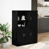 2 Piece Kitchen Cabinet Set Black Engineered Wood 3324143