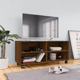 TV Cabinet with Castors Brown Oak 90x35x35 cm Engineered Wood 815260