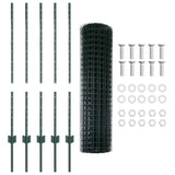 Fence with Posts Green 1 x 10 m Steel 3335967