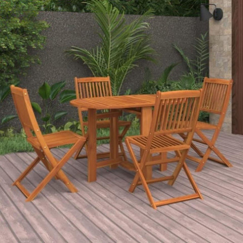 ZNTS 5 Piece Garden Dining Set Solid Acacia Wood 3086969