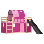Bunk Bed without Mattress with Slide and Curtains Pink 80x200 cm 3284145