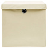 Storage Boxes with Covers 10 pcs 28x28x28 cm Cream 325218