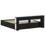 Bed Frame with Storage Black 200 x 200 cm Engineered Wood 3433985