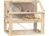 Wooden Hamster Cage with Detachable 32cm Deep Bottom, Hut, Seesaw, Exercise Wheel, Ramp, 60 x 40 x T3398P350109