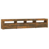 TV Cabinet with LED Lights Smoked Oak 210x35x40 cm 3152735