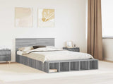 Bed Frame with Shelf Grey Sonoma 120 x 200 cm Engineered Wood 3408394