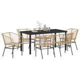 Garden Dining Set 7 pcs Brown Poly Rattan 3380901