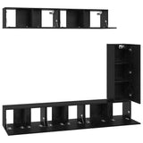 TV Cabinet Set 6 pcs Black Oak Engineered Wood 3393265