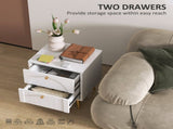 2-Drawer Bedside Table Set of 2 - White T3398P342238
