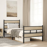 Metal Bed Frame without Mattress Sonoma Oak 100x190 cm 4017114