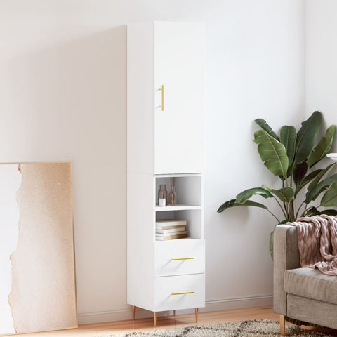 Highboard White 34.5x34x180 cm Engineered Wood 3198905