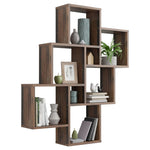 ZNTS FMD Wall-mounted Shelf with 8 Compartments Old Style Dark 429426