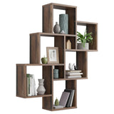 ZNTS FMD Wall-mounted Shelf with 8 Compartments Old Style Dark 429426