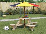 Picnic Table for 4 Kids with Umbrella Round Solid Wood Fir 3281621