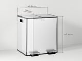 56L Dual Compartment Stainless Steel Bin, with Deodoriser Holders - Silver Tone T3398P424965