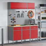 Work Cabinet Set with Drawer with Storage Manual 8 pcs Red 3321433