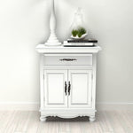 ZNTS Wooden Cabinet with 2 Doors 1 Drawer White 241375