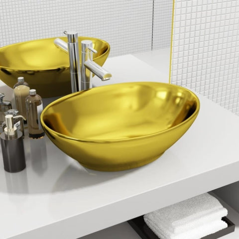 Wash Basin 40x33x13.5 cm Ceramic Gold 143474