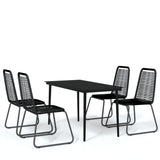Garden Dining Set Black Powder-coated steel 5 piece set 3099097