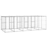 Outdoor Dog Kennel Galvanised Steel with Roof 12.1 m 3082274