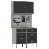 Work Bench with Drawer 5 pcs Black 100 x 55 x 200 cm Steel 3321420