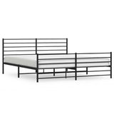 Metal Bed Frame without Mattress with Footboard Black 183x213cm 352342