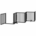 Dog Gate with Door Foldable 15 Panels Black 750 cm Poplar Wood 3155543
