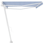 Freestanding Manual Retractable Awning 500x300 cm Blue/White 3069576