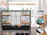 Large Hamster Cage, Gerbil Cage with Tubes, Storage Shelf, Ramps, Platforms, Running Wheel - Black T3398P350098