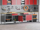 Work Bench Set 3 pcs Black and Grey Powder-Coated Steel 3321396