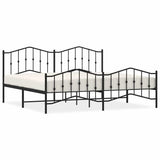 Metal Bed Frame without Mattress with Footboard Black 193x203cm 373813